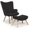 Image de Fauteuil Et Tabouret Tissu Noir Lilie