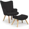 Image de MENZZO Fauteuil scandinave + pouf Lylou Tissu Noir