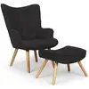 Image de Fauteuil scandinave + pouf lylou tissu noir Lylou