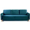Image de CanapÃ© en Velours Bleu 3 Places Convertible BASILE en occasion ou reconditionné