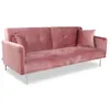Image de Canapé convertible 3 places MENZZO Carla en velours rose - Design contemporain - Moelleux et confortable
