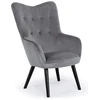 Image de Fauteuil Velours Gris Et Pieds Bois Noir Kallyr