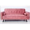 Image de Canapé Lit 3 Places Velours Rose Et Pieds Bois Noir Cansy 186cm