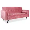 Image de Canapé convertible scandinave MENZZO Slow Velours Rose - 3 personnes - 140x200cm - Moelleux