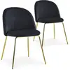 Image de Chaise Velours Noir Et Pieds Métal Doré Alexa - Lot De 2