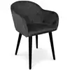 Image de Chaise Avec Accoudoirs Velours Noir Honor