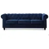 Image de Canapé Chesterfield Velours Bleu - MENZZO - 3 places - Confort Moelleux - Elégance Chic