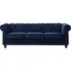 Image de Grand canapé 3 places chesterfield velours bleu Grand