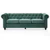 Image de Grand canapé 3 places chesterfield velours vert Grand