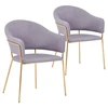 Image de Chaise Avec Accoudoirs Tissu Gris Et Pieds Métal Doré Tommy - Lot De 2
