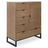 Image de Buffet haut 5 tiroirs et 1 porte battante panara l90cm bois d'acacia patiné Buffet