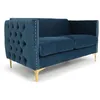 Image de Canapé 2 places Joshua Velours Bleu - MENZZO - Capitonné - Confortable - Bleu