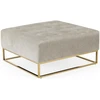 Image de Pouf Carré Tissu Beige Et Métal Doré Hud