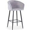 Image de Chaise De Bar Velours Argent Et Pieds Métal Noir Beebo