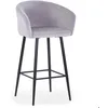 Image de Chaise de bar - MENZZO - Bobby Velours Argent - Tissu - Gris - Contemporain - Design
