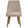 Image de Chaise De Salle À Manger Velours Taupe Et Pieds Métal Doré Pamela - Lot De 2