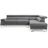 Image de MENZZO Canapé dangle avec têtières relevables Quentin Velours Gris Foncé -L260 x P170 x H74 cm