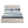 Image de Lit Coffre Avec Sommier Relevable Tissu Beige Saka 160x200