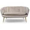 Image de MENZZO Canapé 2 places arrondi Brenda Velours Taupe pieds Or -L138 x P72 x H78 cm