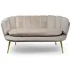 Image de Canapé 2 places arrondi brenda velours taupe pieds or Brenda