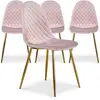 Image de Chaise Velours Rose Et Pieds Métal Doré Waron - Lot De 4