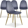 Image de Chaise Velours Argenté Et Pieds Métal Doré Waron - Lot De 4