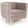 Image de Fauteuil Velours Taupe Et Pieds Métal Doré Josua