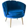 Image de Fauteuil Velours Bleu Et Pieds Métal Doré Ranni