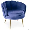 Image de MENZZO Fauteuil arrondi Brenda Velours Bleu