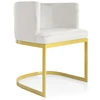 Image de Fauteuil Velours Blanc Et Pieds Métal Doré Nolan