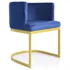 Image de Fauteuil velours bleu et pieds métal doré nolan