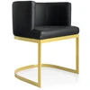 Image de Fauteuil Simili Cuir Noir Et Pieds Métal Doré Nolan 2
