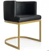 Image de MENZZO Chaise / Fauteuil Noellie Simili P.U. Noir pieds Or - Chaises Salle À Manger