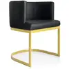 Image de Fauteuil simili cuir noir et pieds métal doré nolan 2