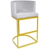 Image de Chaise De Bar Velours Argent Et Pieds Métal Doré Nolan