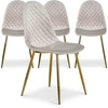 Image de Chaise Velours Taupe Et Pieds Métal Doré Waron - Lot De 4