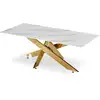 Image de Table Basse Verre Effet Marbre Blanc Et Pieds Métal Doré Leana