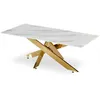 Image de MENZZO Table basse Naelle en Verre effet Marbre blanc et pieds Or