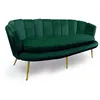 Image de MENZZO Canapé 3 places arrondi Brenda Velours Vert pieds Or -L185 x P76 x H80 cm
