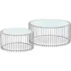 Image de Ensemble de 2 tables basses rondes universe verre blanc et métal gris Ensemble