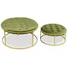 Image de Pouf Velours Vert Kaki Et Pied Métal Doré Vanilia - Lot De 2
