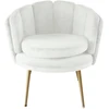 Image de Fauteuil Velours Blanc Et Pieds Métal Doré Ranni