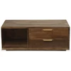 Image de Table Basse Bois Massif Foncé Et Métal Doré Orlène 110cm
