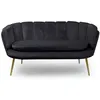 Image de MENZZO Canapé 2 places arrondi Brenda Velours Noir pieds Or -L138 x P72 x H78 cm
