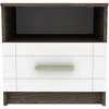 Image de Table De Chevet 1 Tiroir Bois Chêne Foncé Et Blanc Essil