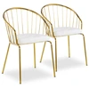 Image de Chaise Avec Accoudoirs Métal Doré Et Assise Simili Blanc Vintel - Lot De 2