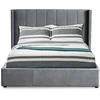 Image de Lit Coffre 140x190 Velours Gris Capitonné Loria