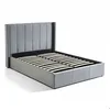 Image de MENZZO Lit double Magorial avec sommier relevable 140x190cm Velours Gris - Velours L148 x P207 x H110 cmHauteur pied de lit :