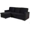 Image de MENZZO Canapé convertible avec angle réversible Baleares Velours Noir -L215 x P129 x H86 cmSurface de couchage : 99 x 186 cm