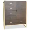 Image de Buffet haut 5 tiroirs et 1 porte edgar l90cm bois marron et métal or Buffet